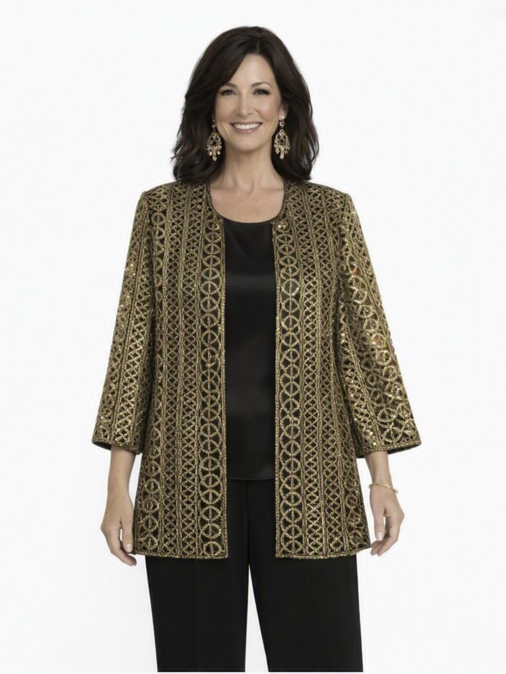 Chico’s Travelers Metallic Mesh Jacket | Chico's Size 2, US Size Large